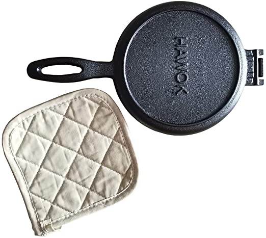 HAWOK Cast Iron Waffle Maker with Pot Holder